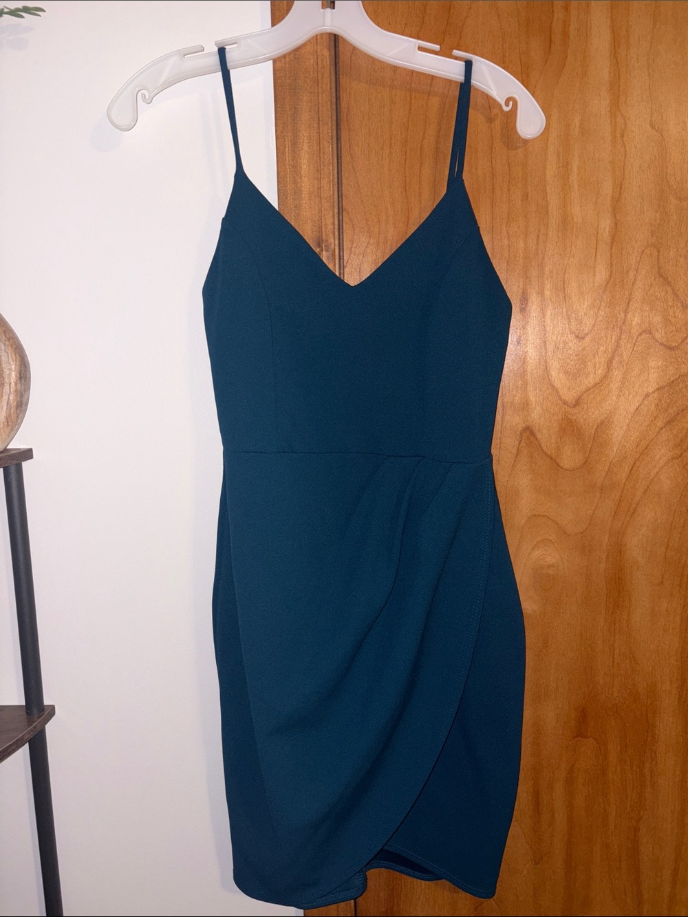 Lulu's Teal V-Neck Spaghetti Strap Mini Dress